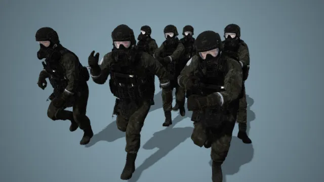 生化部队  战斗人员  武装  军事  绑定poses