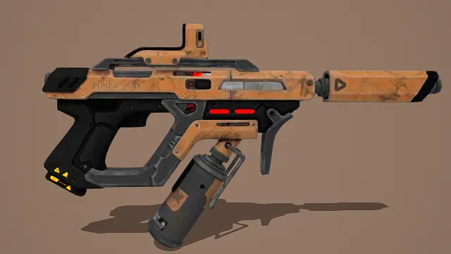 3D卡通风格科幻枪械模型,创意设计(3D枪械、卡通风格、科幻风,武器设计主题)