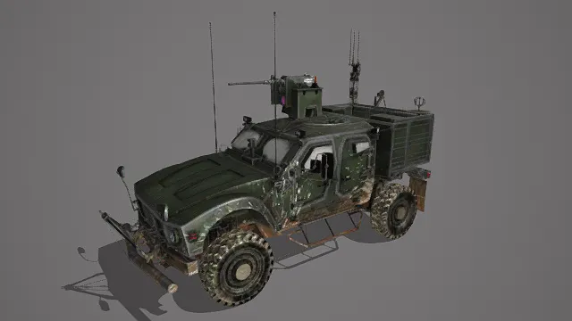 3D写实风格军用越野车模型,创意设计(3D军用越野车、写实风格、硬核军事风、科技主题、军用元素)