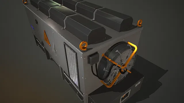 工业模型 散热器 长方形 警示牌 电箱