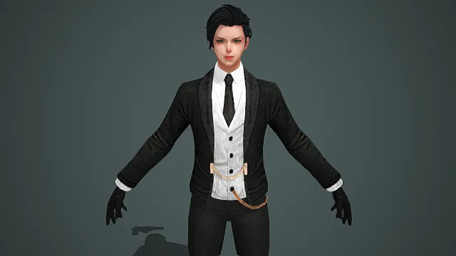 艾森(V1.0)  西装歹徒韩风格人物游戏角色模型