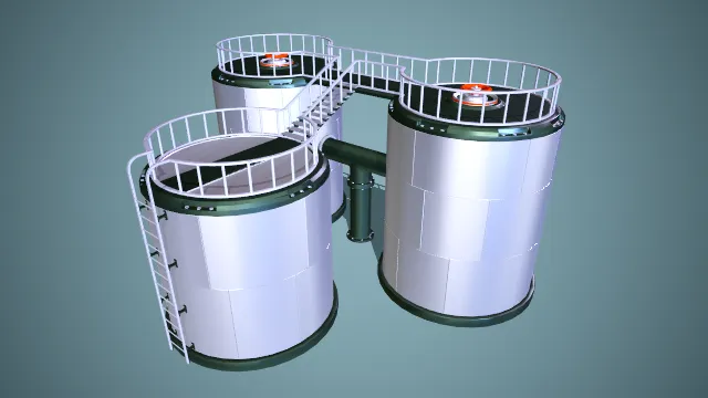 多联式圆柱形储液罐3d模型