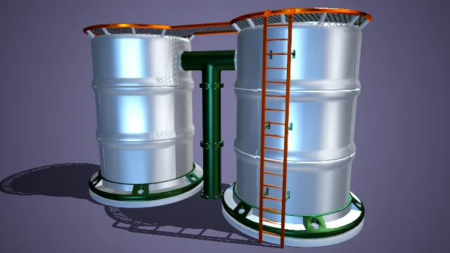 双筒互联工业储罐 双筒 爬梯 防护栏