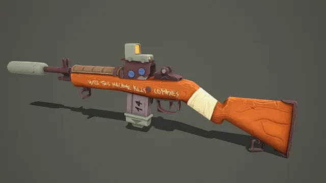 3D卡通风格奇幻枪械模型,创意设计(3D枪械、卡通风格、复古奇幻风,武器设计主题)