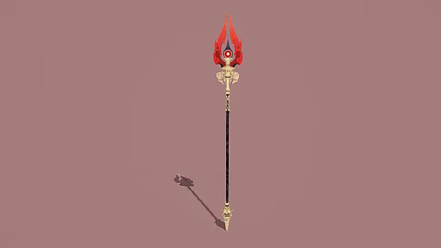 奇幻风格炎纹法杖3D模型