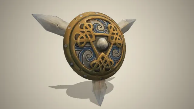 黄色的护盾,有三把尖刺刺出