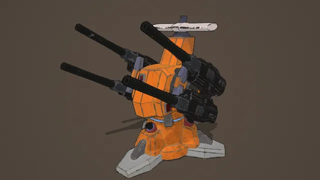 3D卡通风格机械炮台模型,创意设计(3D炮台、卡通风格、硬核机械风,军事主题)