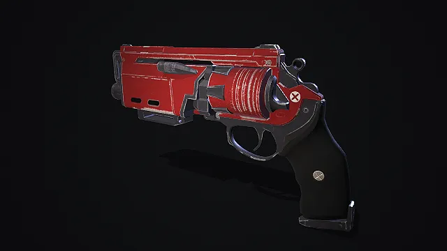 红色左轮手炮 手枪 次世代枪械3d模型