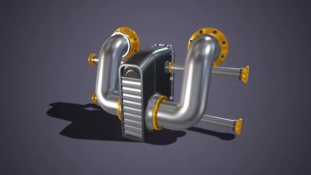 金属质感 多管道 散热片 传输设备 工业变压器