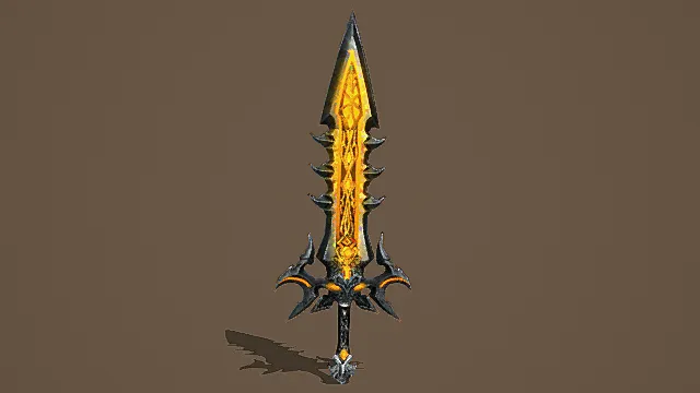 暗黑奇幻风格烈焰魔剑3D模型