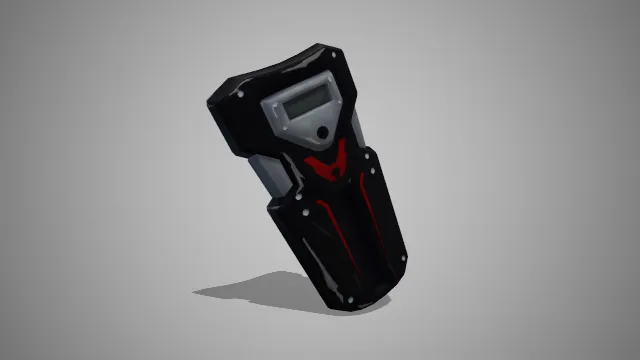 有红色线条装饰的黑色防护盾