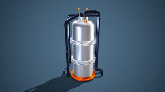 工业立式罐体管道系统3d模型