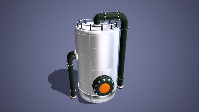 工业风圆柱形罐体管道连接模型