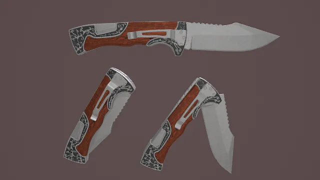 3D卡通风格折刀模型,创意设计(3D折刀、卡通风格、精致工具风,刀具设计主题)