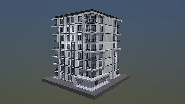 现代风格带底商多层住宅楼3D模型