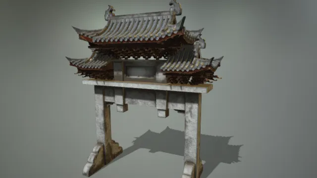 传统建筑 瓦片楼 牌坊门 东方古代建筑