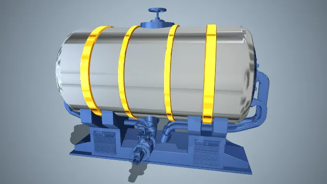 立式带法兰接口与固定支架的圆柱形容器