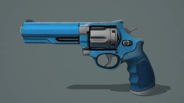 风格化蓝色左轮手枪3D模型