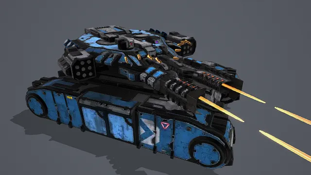 3D写实风格科幻坦克模型,创意设计(3D坦克、写实风格、科幻武器主题,坦克元素)