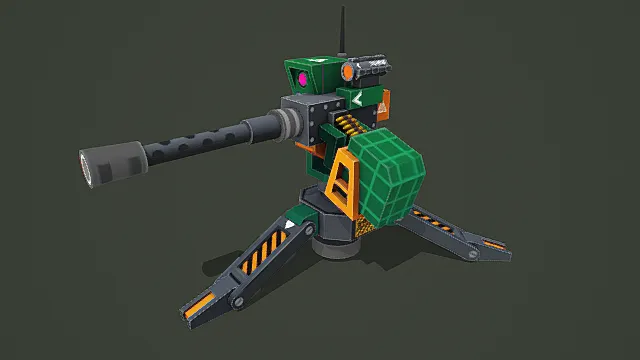 卡通风格科幻自动炮塔3D模型
