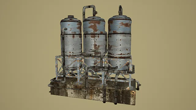 工业废弃储装罐 末日废土风模型