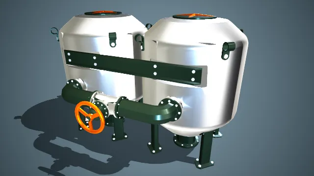 双罐并联式工业过滤装置3d模型