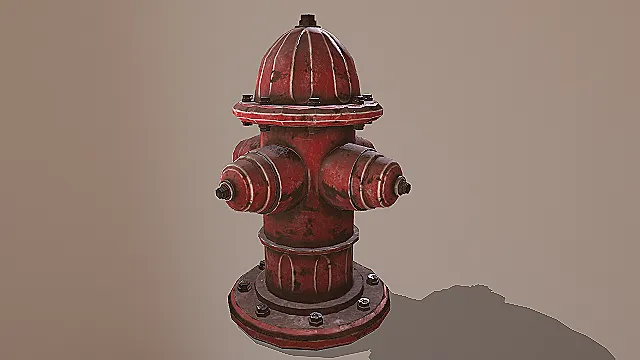 复古做旧红色消防栓3D模型