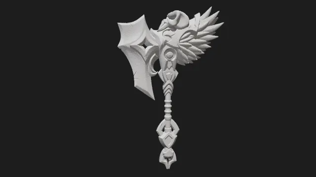 魔兽风格 战斧武器3D打印模型
