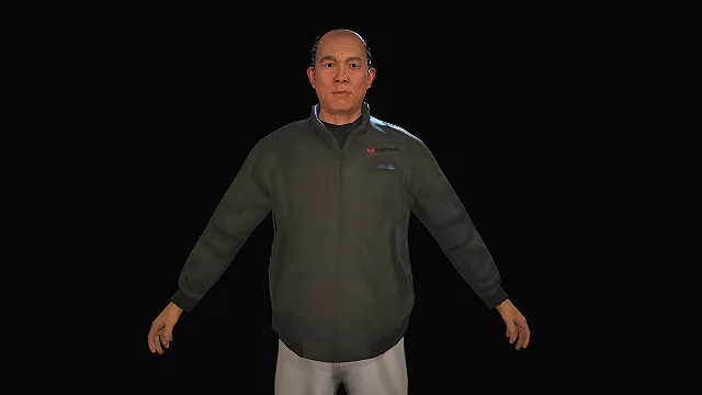 次世代中年秃顶大叔 中国工人 工厂工人领导人物角色3d模型