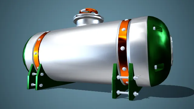 卧式工业储液罐 工业罐体 3d模型 pbr模型