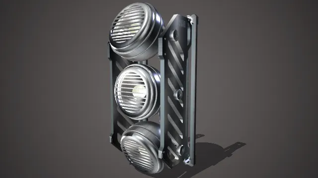 多灯头组合金属质感的工业风照明设备模型