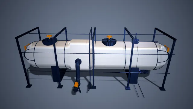 卧式圆柱形带框架容器