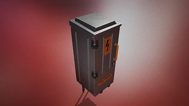 工业模型 电箱 把手 长方体 警示牌