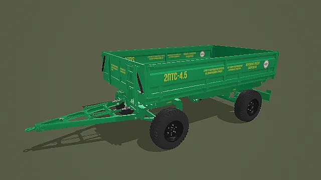 2.pts_4.5绿色农用拖车3D模型