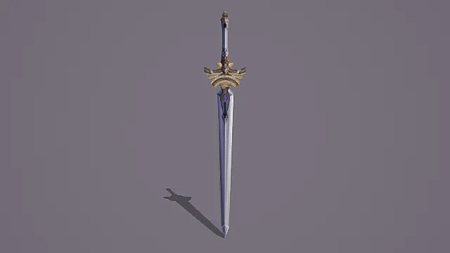 奇幻风格蓝银圣剑3D模型