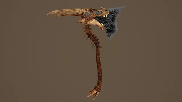 暗黑奇幻风格骨龙战斧3D模型