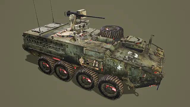 军事风格迷彩斯特瑞克火力支援装甲车3D模型
