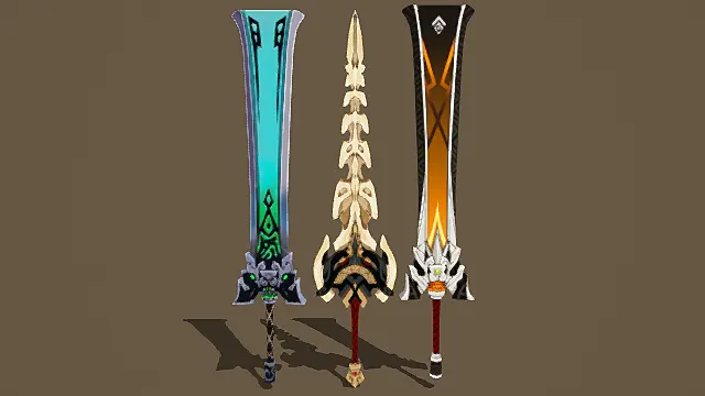 奇幻风格元素巨刃三件套3D模型