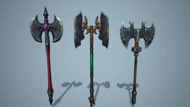 长斧 斧头 武器 装备 宝石 风格化