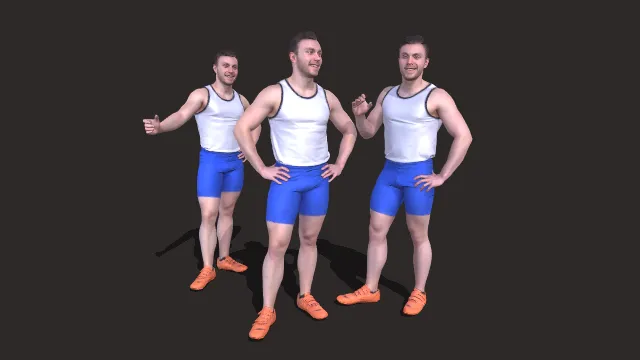  蓝色短裤白衬衫球衣男人中年