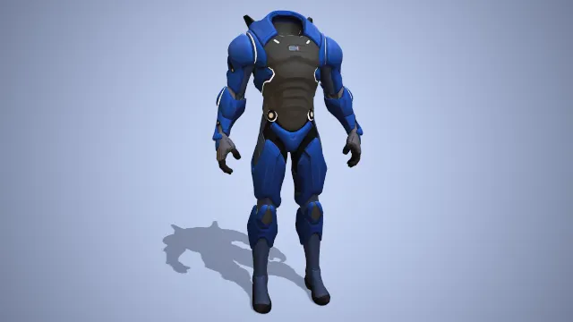 蓝色为主色的机甲防护服