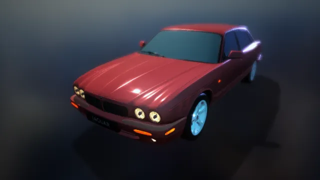 红色轿车 家用车辆 高精度模型