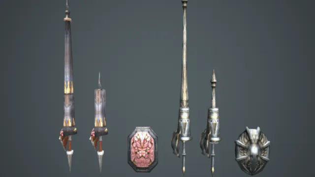 长矛 短矛 盾牌 冷兵器 游戏道具 士兵武器 魔法武器