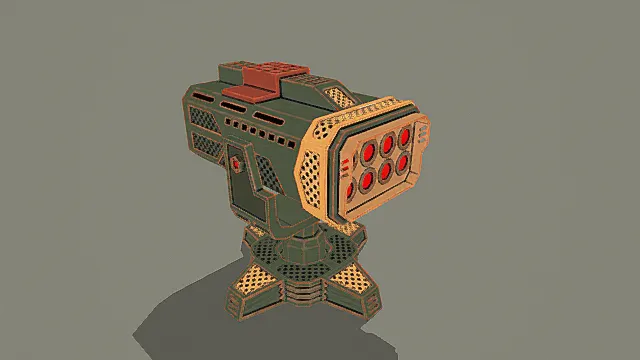 科幻风格多管导弹炮台3D模型