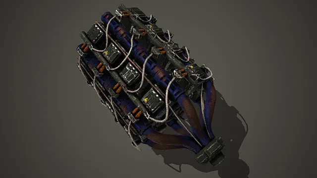 次世代科幻星形发动机机械设备模型