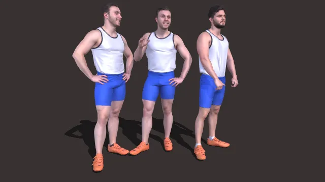  蓝色短裤白衬衫球衣男人中年