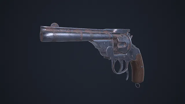 生锈的银色左轮手枪