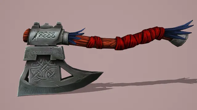 3D卡通风格维京战斧模型,创意设计(3D战斧、卡通风格、复古奇幻风,武器设计主题)