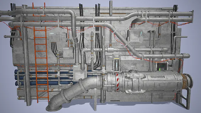 科幻建筑 工业机械管道面板 道路组件3D模型