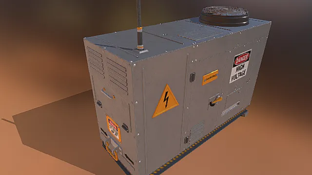 工业模型 电箱 信号线 警示牌 散热器